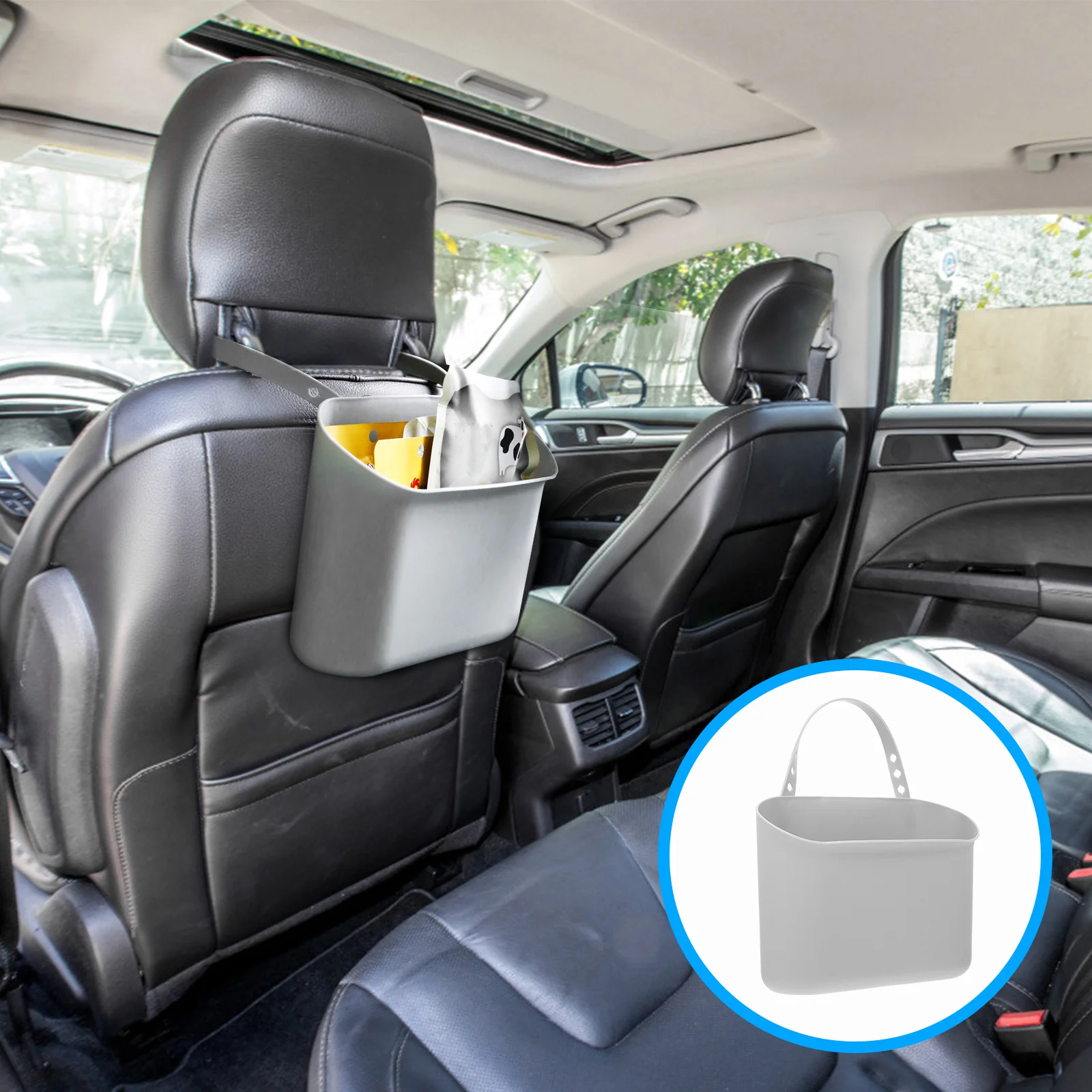 

1pc Car Trash Bin Hanging Style Safe Pp Material Leakproof Multipurpose Storage Box For Car Rear Organizing Convenient Travel