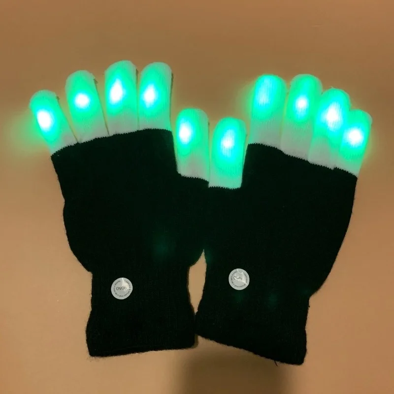 1 Pair LED Flashing Magic Gloves Colorful Finger Glowing Glove for Kids Adult