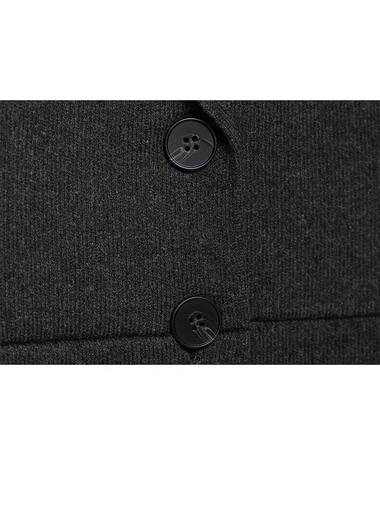 

HH New Women Fashion High Street Lapel Single-Breasted Slim Knitted Vest Female Casual Versatile Sleeveless Sweater Vest