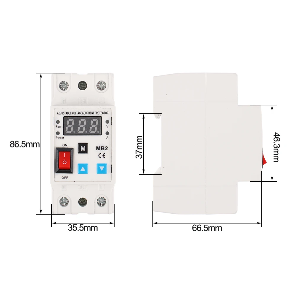 Din Rail 230V Adjustable Voltage and Current Protective Device Protector Relay ZS2-VA 40A 63A