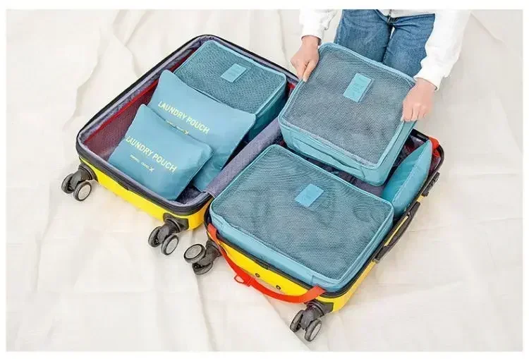 6-teiliges Set faltbarer Reise-Aufbewahrungstaschen, tragbarer Gepäck-Organizer, Packwürfel für Kleidung, Kofferorganisation, Reiseutensilien – Detail 9