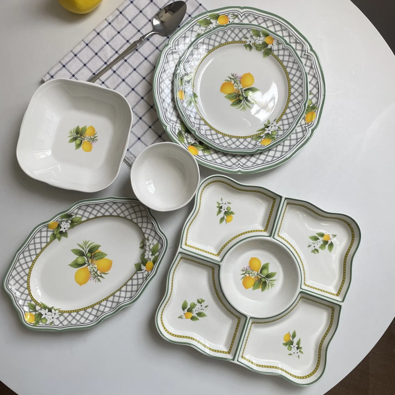 DSA high-value ceramic tableware household plates, lemon salad bowls, steak dim sum plates, fish plates