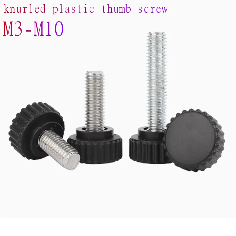 2pcs-10pcs/lot M3 M4 M5 M6 M8 M10 Knurled Nylon Round Plastic Handle Thumb Screw Bakelite Bolt Black Bakelite Hand Screw