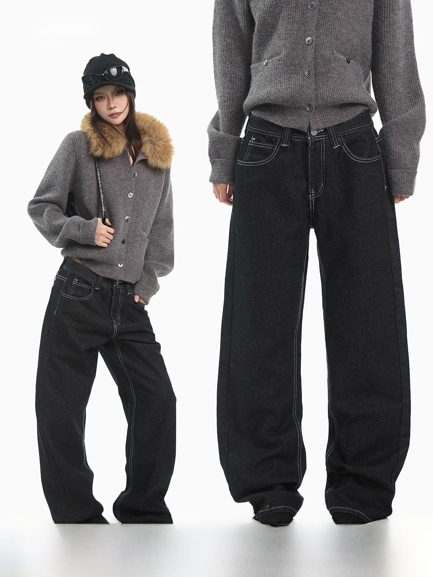 

Джинсы женские CCUP SPACE, американский стиль, с высокой талией, широкие штанины, повседневные, из денима, универсальные, для осени и зимы, модель «Knife Pants»