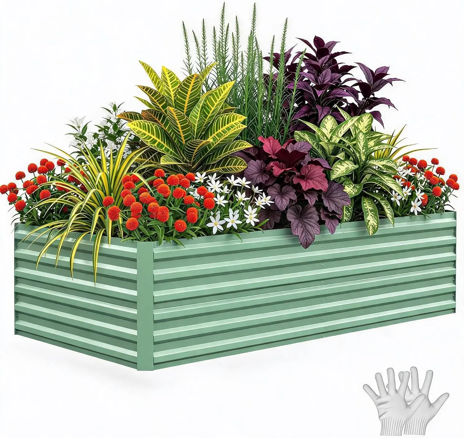 Heavy Duty Large Capacity Galvanized Metal Raised Garden Bed Planter Box Square Deep Root Design For Outdoor Planting Vegetables Flowers Succulents