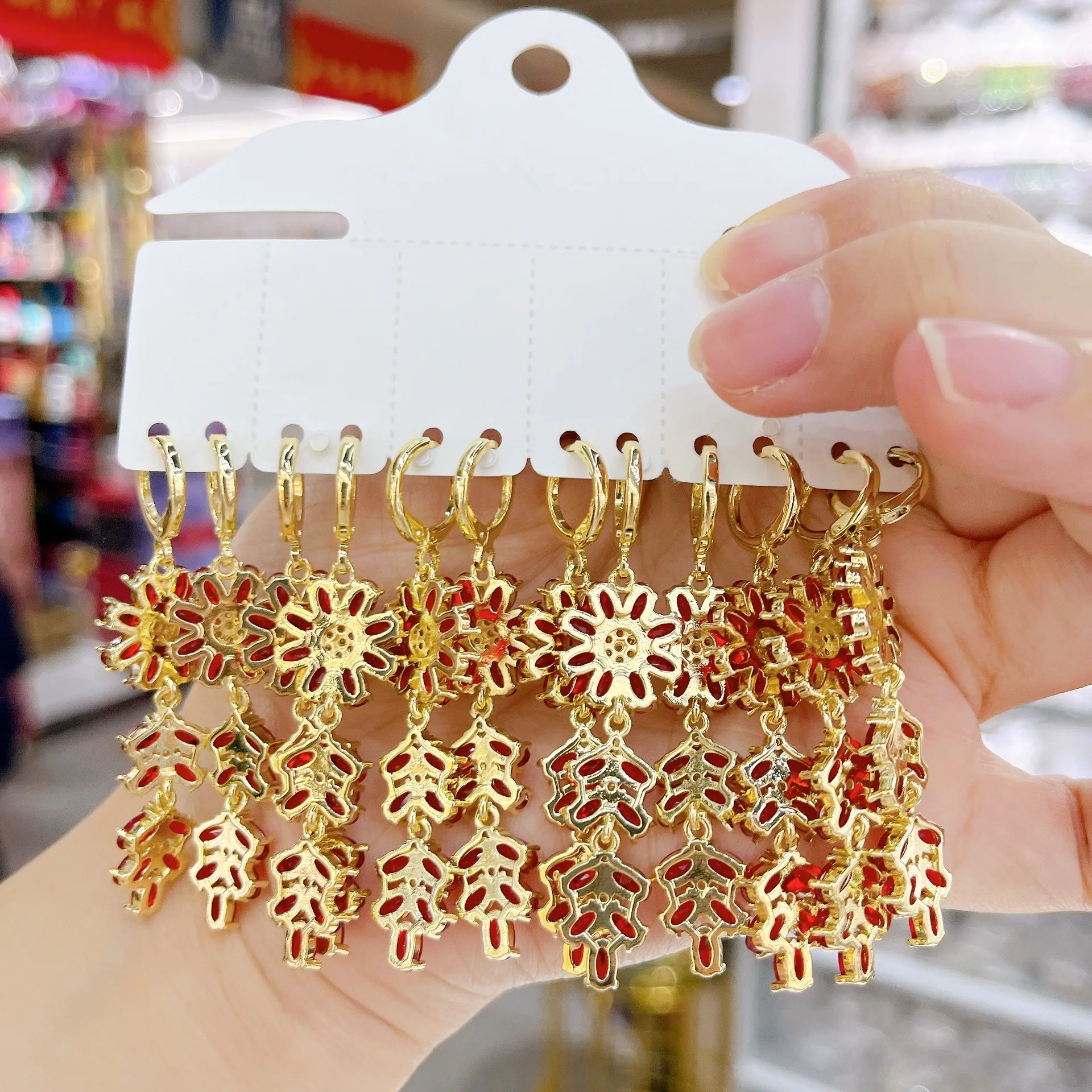 12Pairs Drop Earring Gold Plated Copper  Zirconia Cubia Women's Fashion Jewelry Accessories for Wedding Party Birthday Gift