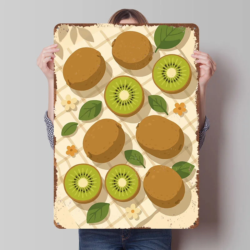 Kiwi – A Stylized Tablescape Poster Customized Vintage Metal Signs Wall Art Retro Tin Plaque for Modern Home Decoration Luxury