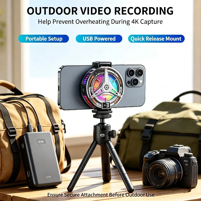 Magnetic Phone Cooler Semiconductor Radiator RGB Gaming Light 3 Speed TEC Cooling Heat Dissipation For All Phones Streaming Live