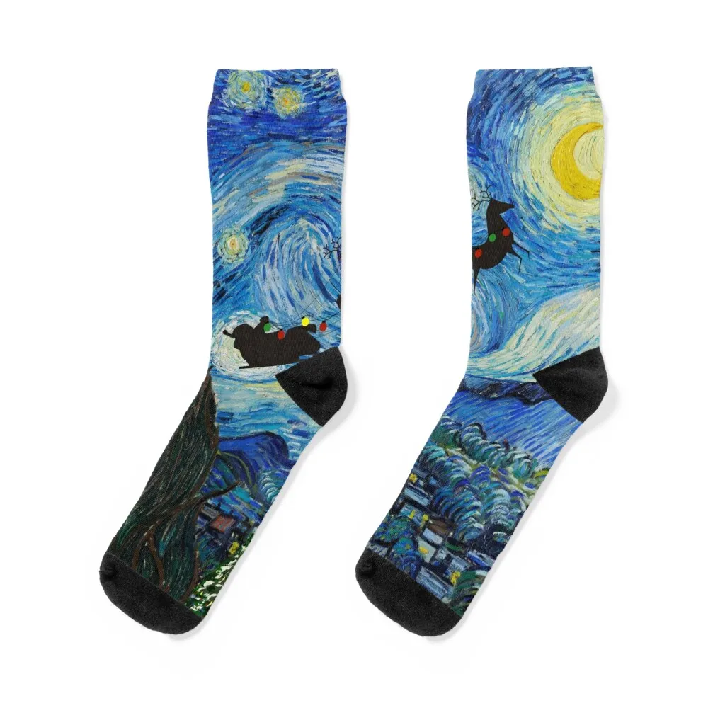 Starry Santa Night - Christmas Art Classic Socks cute sports stockings christmass gift Socks Male Women's