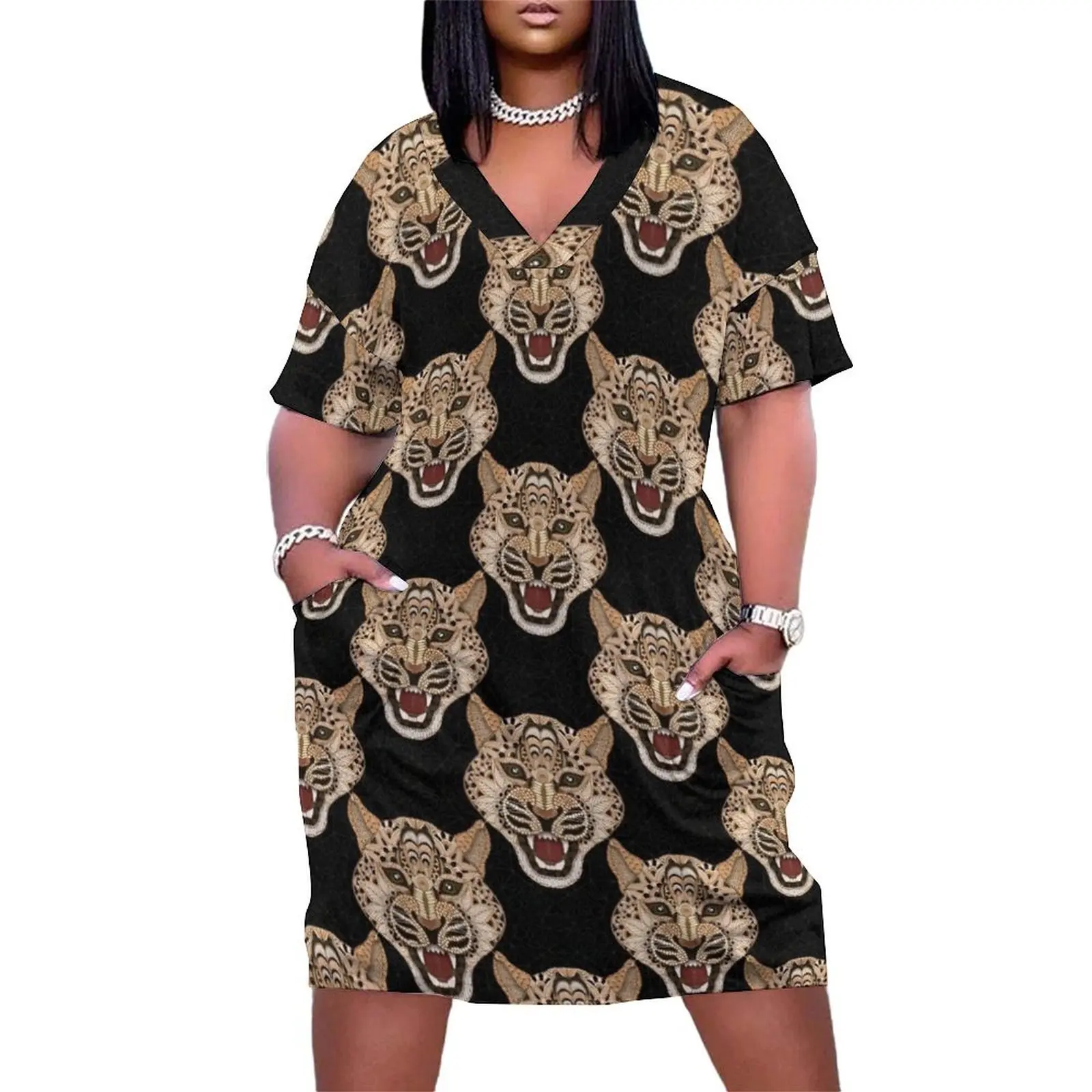 

Leopard Loose Pocket Dress bandage dress Casual dresses women party dresses summer dress for women 2025