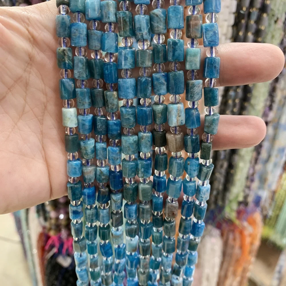 Natural apatite Stone moon stone round Column Tube Space Beads For Prehnite Jewelry Making DIY  Bracelets Necklaces