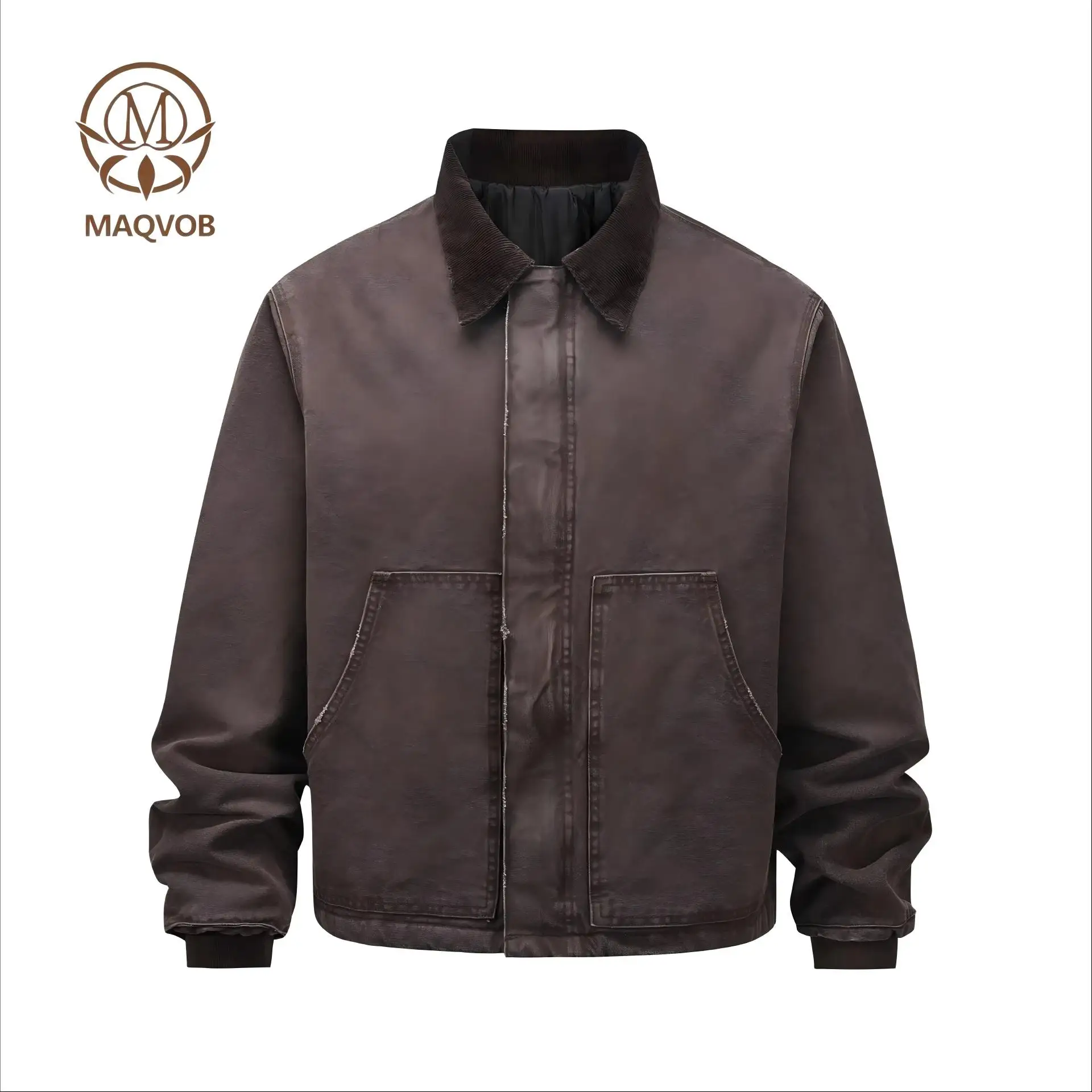 MAQVOB EU US Size Luxury Quality Men Cotton Wash Jacket Street Wear Stand Color Winter Autum Jacket Coat