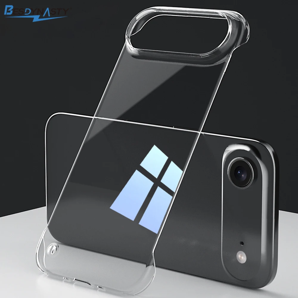 Capa Rígida Transparente Meio-Transparente de PC para iPhone 17 Pro Max Air 11 15 14 13 12 16 PRO, Capa Traseira Transparente Ultrafina Sem Borda