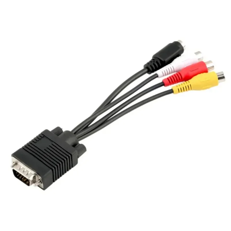 1pcs PC Computer Laptop HD TV VGA Male To S-Video 3 RCA AV VGA To Video 101TV Out S-Video AV Adapter Converter AV Cables