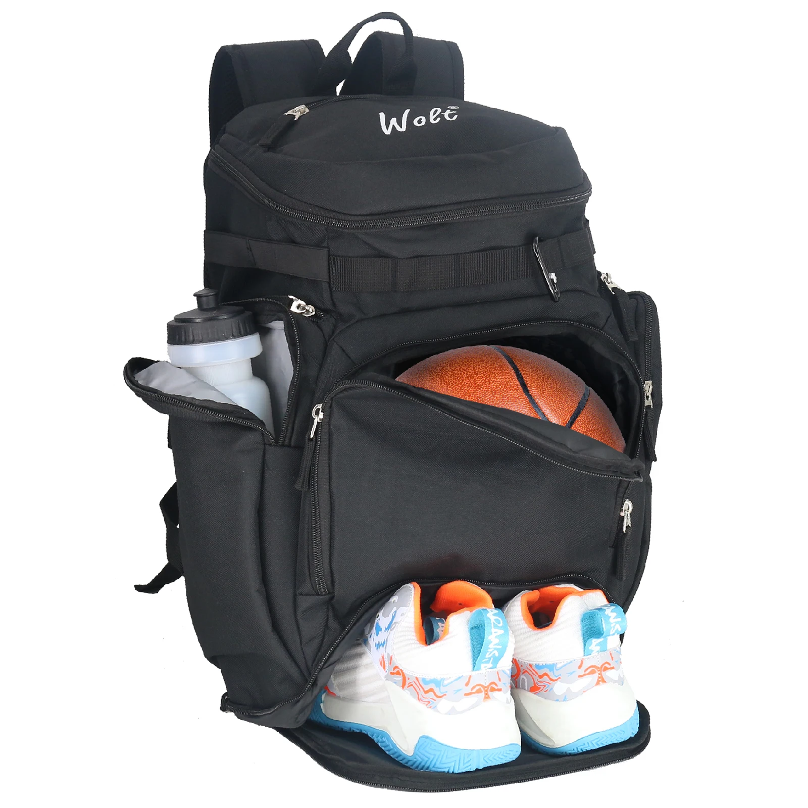 

Wolt | Basketball Backpack Bag with Separate Ball Compartment and Shoes Pocket，Large Sports Equipment Bag for Basketball, Soccer