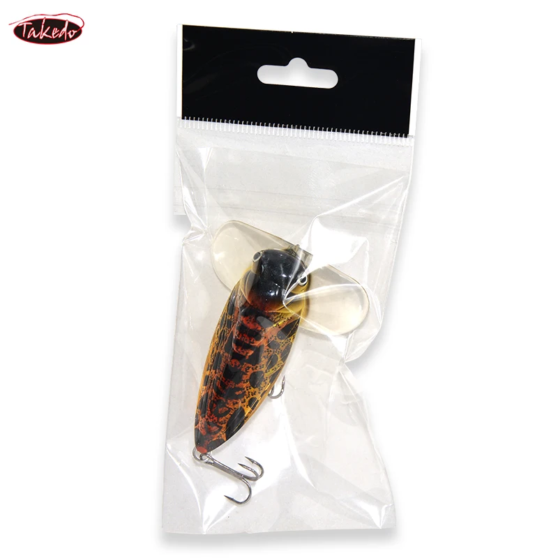 TAKEDO RL15 Topwater Wobbler Cicada Bait Bionic Insect Bait Popper Fly Fishing Lure Cicada Wing Artificial Crankbait For Pike