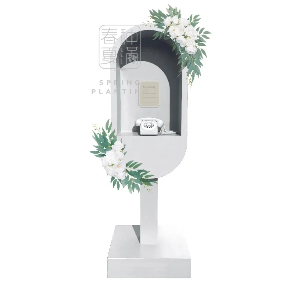 2024 Floral Wedding Decoration Outdoor Party Decoration Phone Audio Guestbook Wedding Decoration