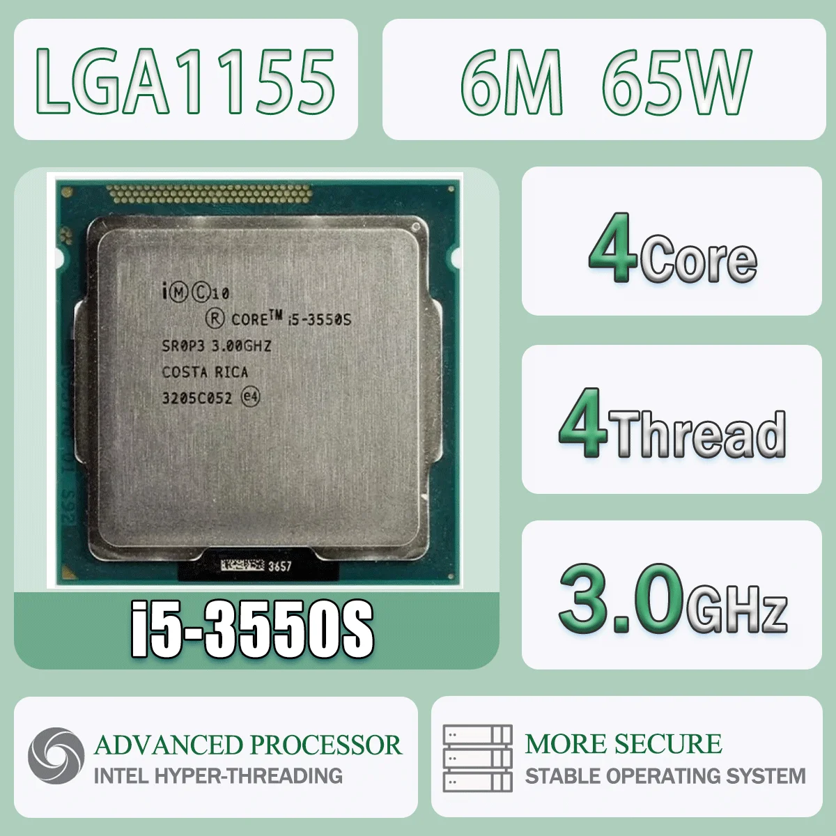 Intel Core I5-3550S 3,0 GHz Quad-Core Quad-Thread I5 3550S 6M 65W Computadora CPU Procesador Servidor Paquete LGA 1155