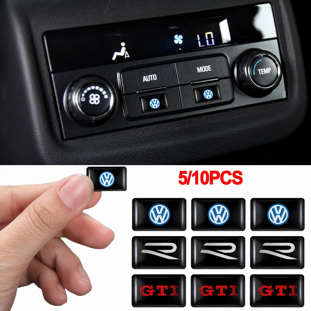 5/10PCS 3D Epoxy Car Interior Sticker styling Decals Decorative For Volkswagen R golf POLO GTI Tiguan RLINE GTD Auto Accessories