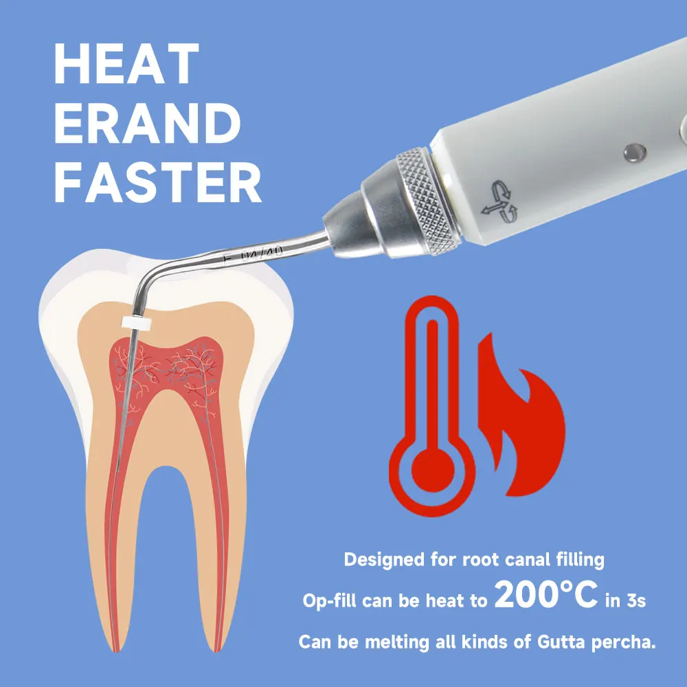 XND Dental Gutta Percha Obturation System with 2 Tips Wireless Endo Gutta Percha Obturation Pen Root Canal Therapy Heating Tool