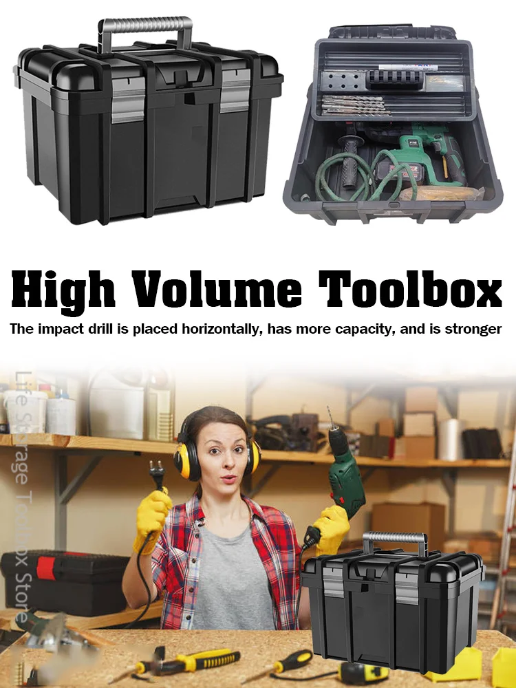 Imagem -03 - Multifuncional Grande Capacidade Tool Box Industrial Grade à Prova de Choque Anti-queda Toolbox Impermeável Home Tool Storage