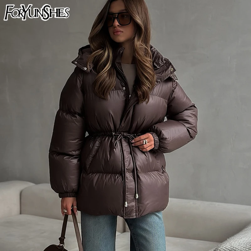 

Модные толстые стеганые парки для женщин, повседневное однобортное теплое пальто на молнии с поясом, зимние женские куртки с карманами и длинными рукавами