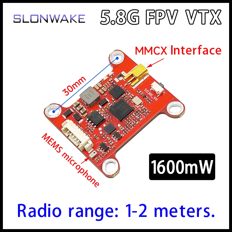 장거리 FPV 드론용 송신기 피트 모드, 조절식 VTX 2-6S 내장 마이크, 5.8G, 48CH, 1.6W, 200mW, 500mW, 800mW, 1600mW, 신제품