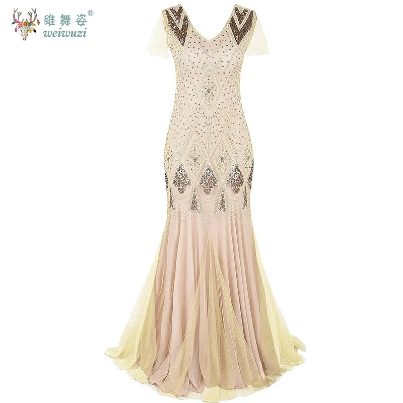 セクシーなヴィンテージスパンコール大人の女性の宴会ライト高級パーティーイブニングロングフィッシュテールドレスメッシュウエディングドレスエレガントなダンス衣装