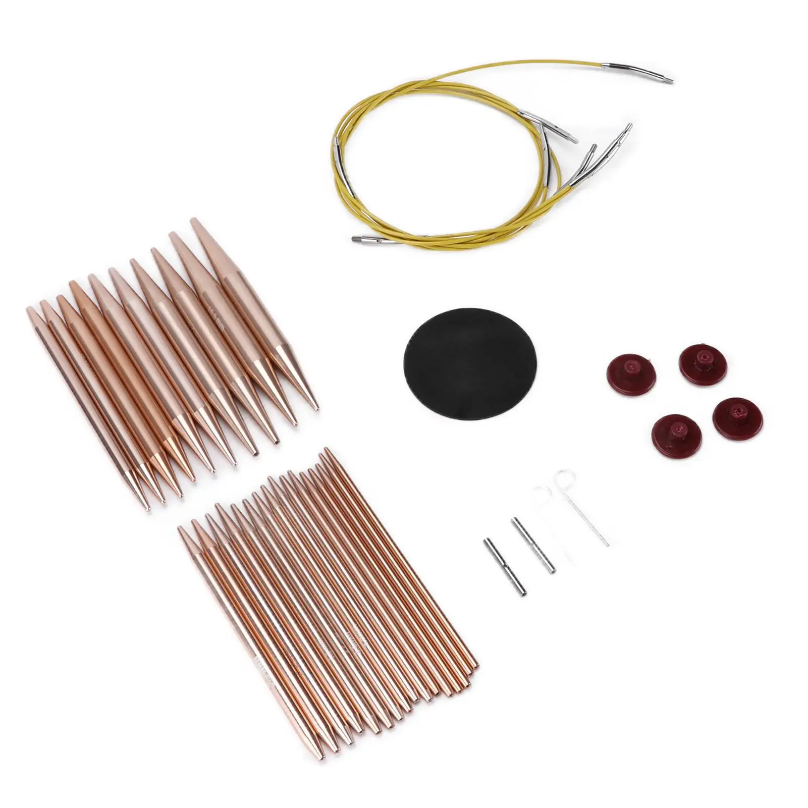 26PCS Rose Gold Interchangeable Aluminum Circular Needles Set with Storage Case for knitting & Crochet