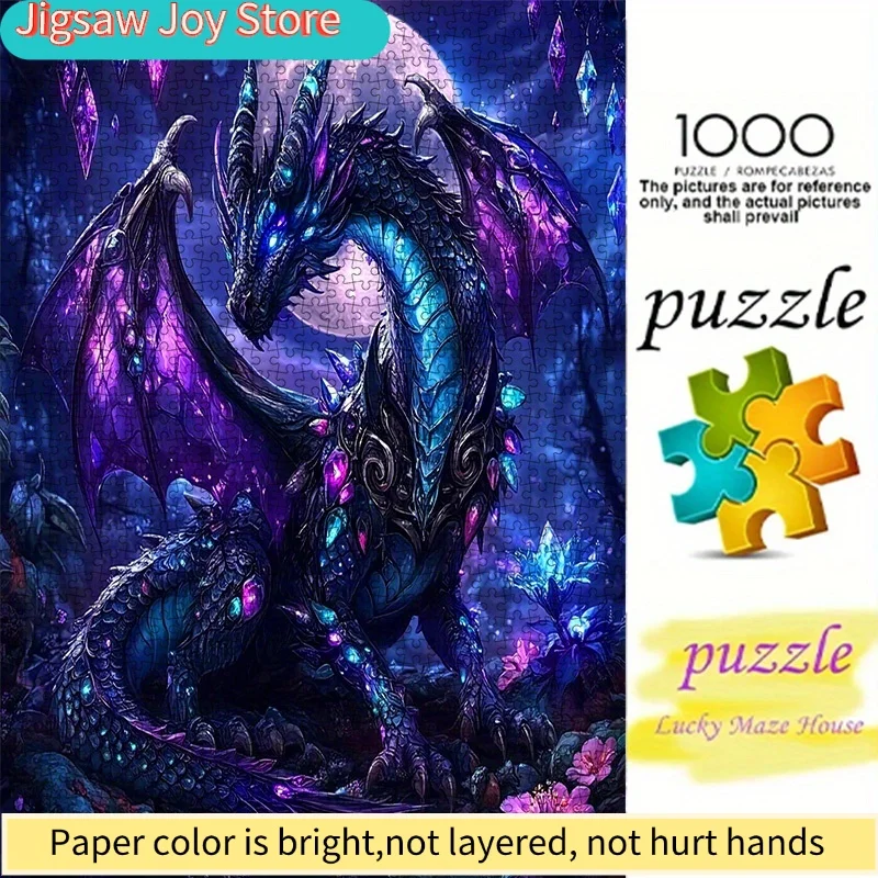

DIY Paper Puzzle, Dreamy Amethyst Dragon, Magical Creatures, High-Quality White Card Material, Suitable for Parent-Youngsters