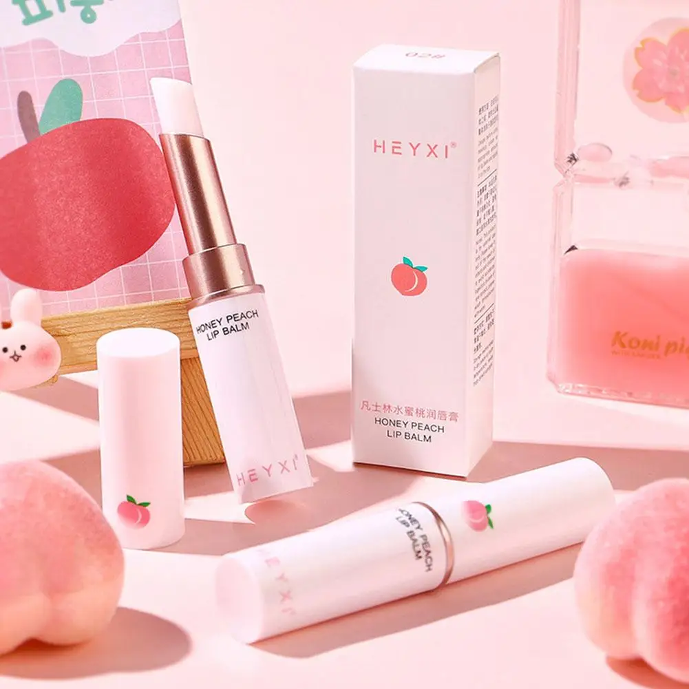 Péssego Temperatura Mudança de Cor Batom, Lip Balm, Natural Hidratante Longo, Nutritivo, Iluminar Lip Lasting Maquiagem, Suave, O7m4