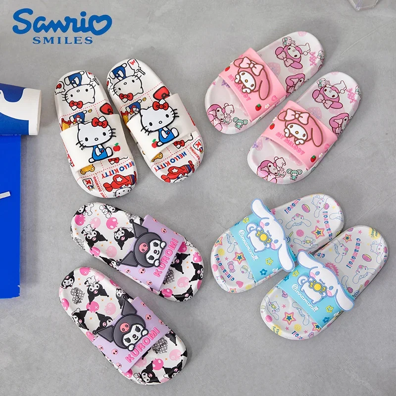 Sandos Kawaii Anime Cartoon bambini pantofole Kuromi Hello Kitty Cinnamoroll estate fondo morbido pantofole antiscivolo per interni regalo