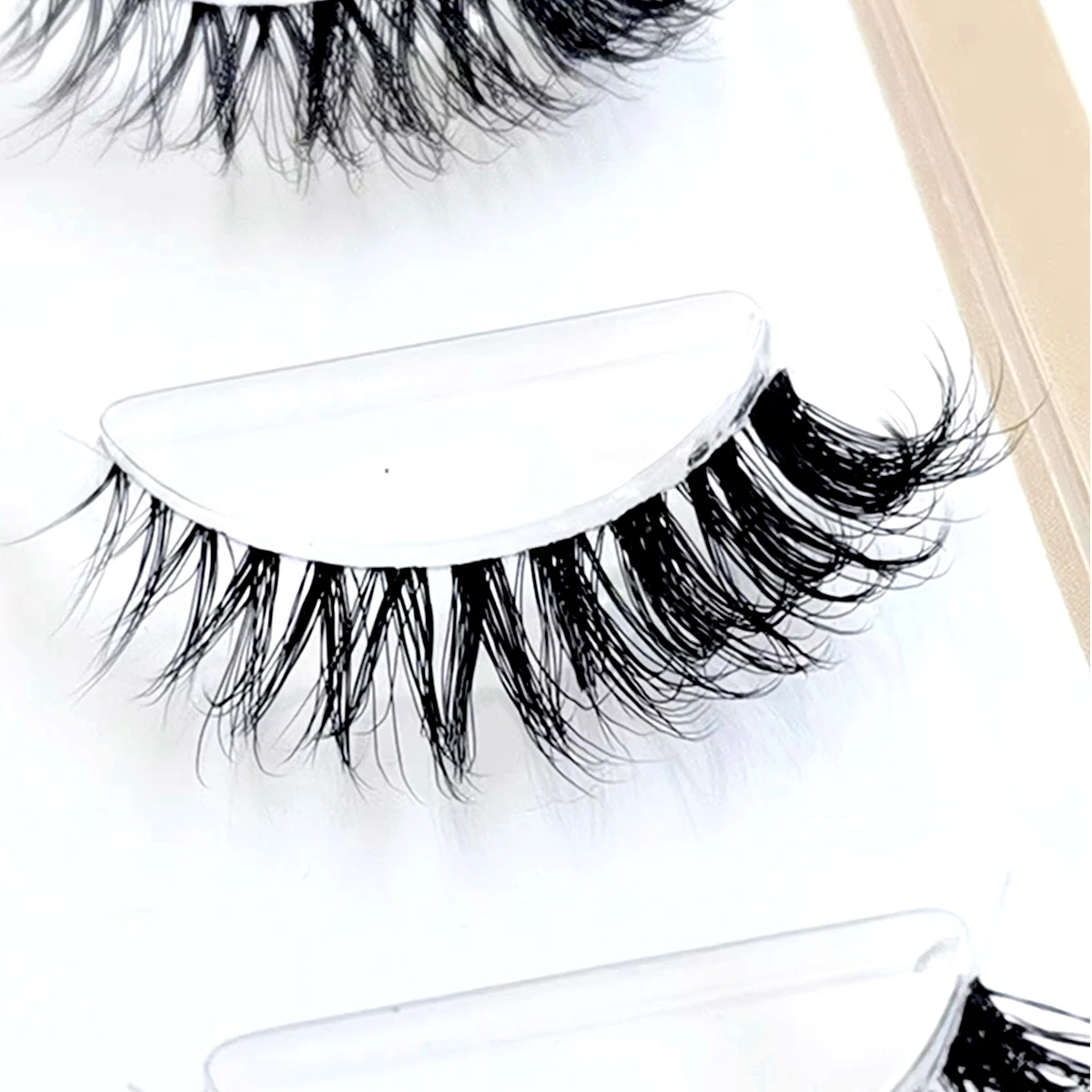 New 3pairs Mink Eyelashes Clear Band EyeLashes Crisscross Transparent Band False Eyelashes Handmade Dramatic Lashes Upper Lash