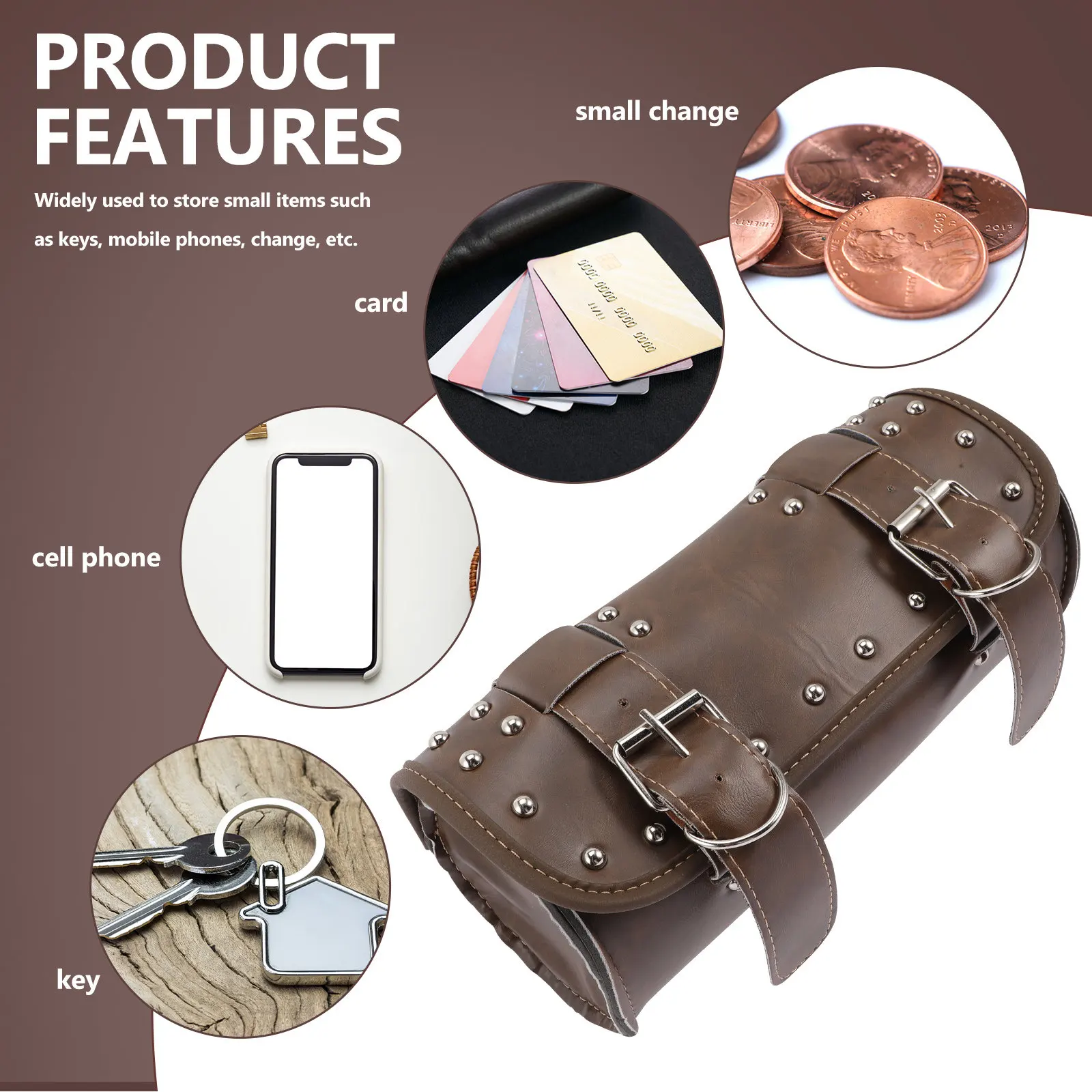 

Motorcycle Handlebar Bag PU Waterproof Shockproof Ergonomic Tool Pouch for Long Rides Motorcycle Fork Bag Motorbike