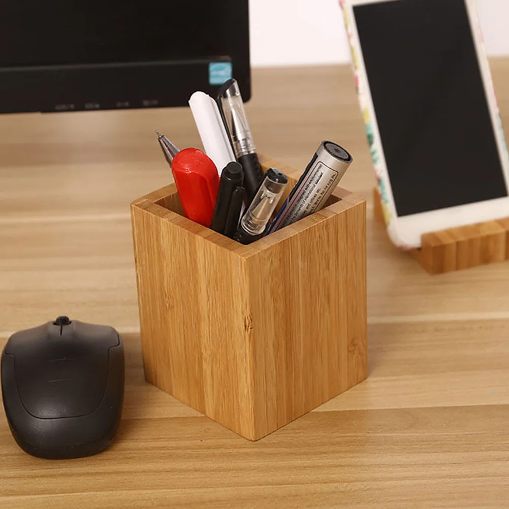 

1Pcs Bamboo Pen Holder Creative Decorative Stationery Organizer Smooth Desk Accessory Unique Design Gift