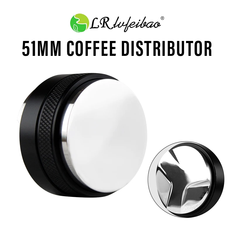 51mm Coffee Distributor Tamper, Dual Head Coffee Leveler Fits for Portafilter, Adjustable Depth Professional Barista Tools