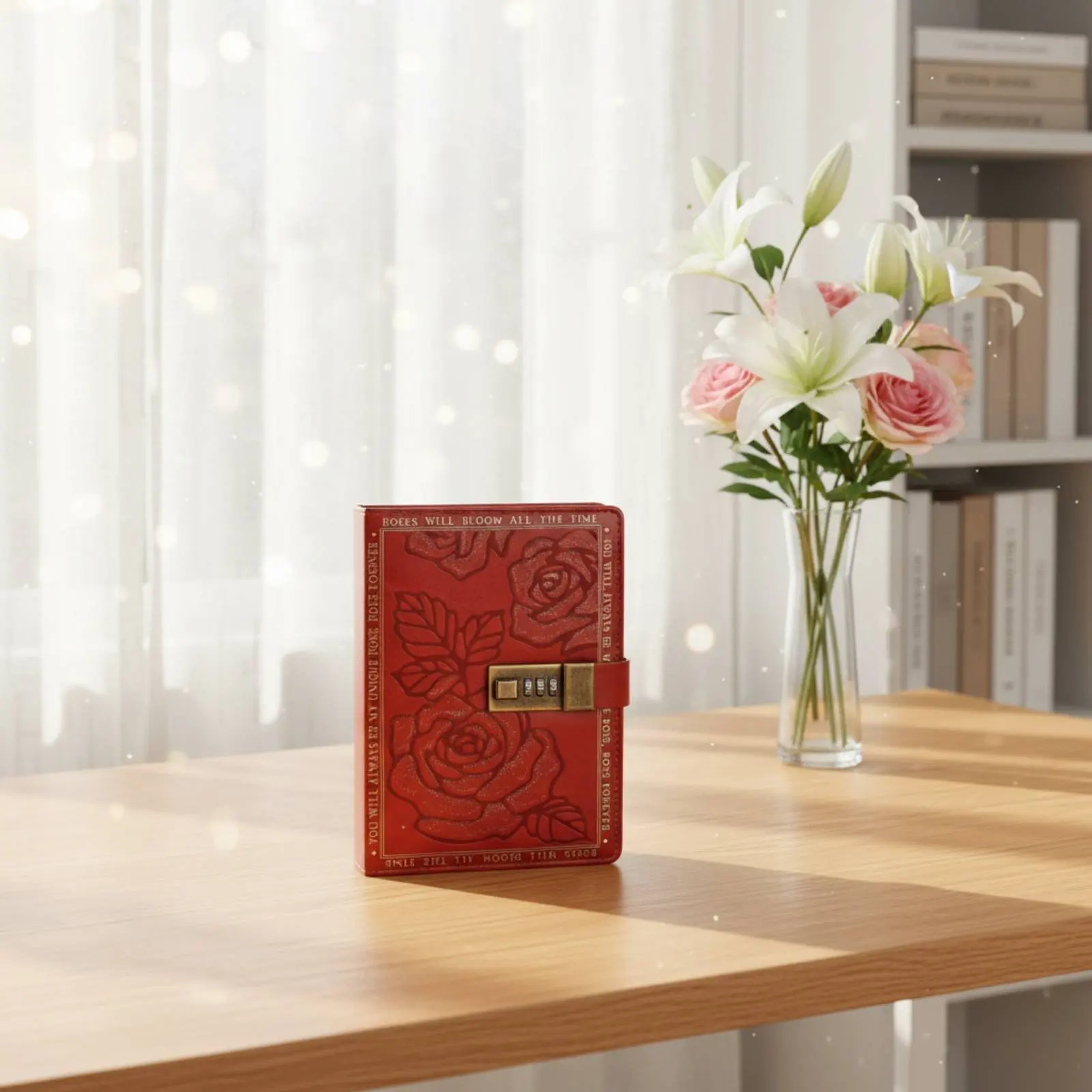 A6 Lock Journal Gift Box Lock Diary Locked Diary Vintage Design Password Notebook PU Leather for Girls, Personal Writing, School