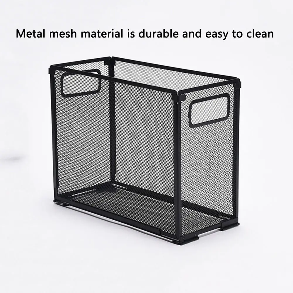 Portable Mesh Metal Hanging File Folder Organizer Detachable Foldable Folder Storage Box Black Steady Office Filing Crate Home