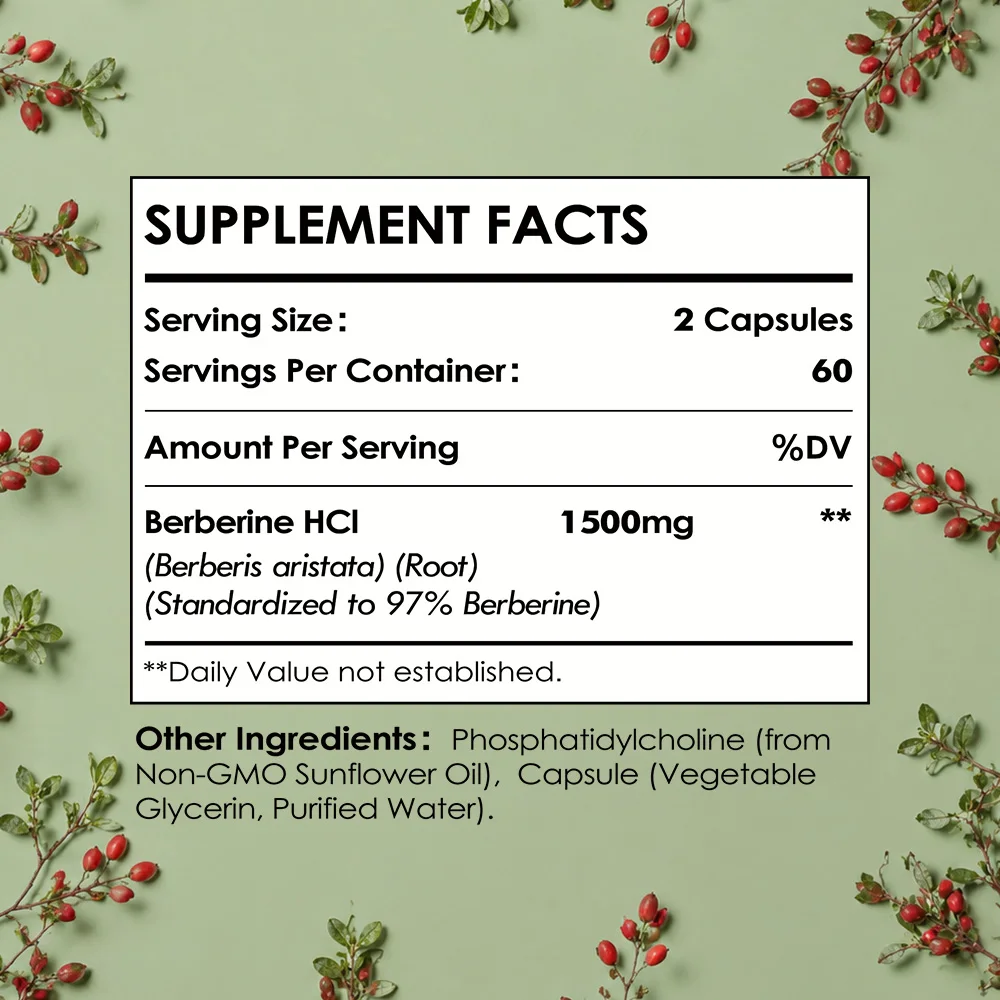 Liposomal Berberine HCL - 1500mg Activates AMPK, High Bioavailability Supplement for Women and Men, Supports Body Balance