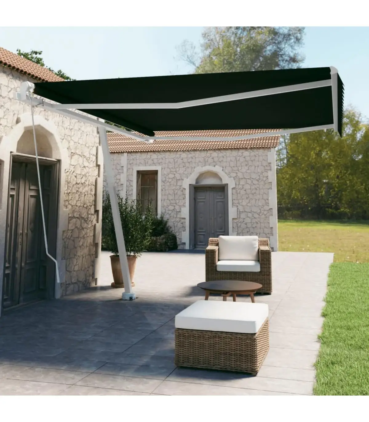 400x350 cm anthracite gray retractable manual foot awnings