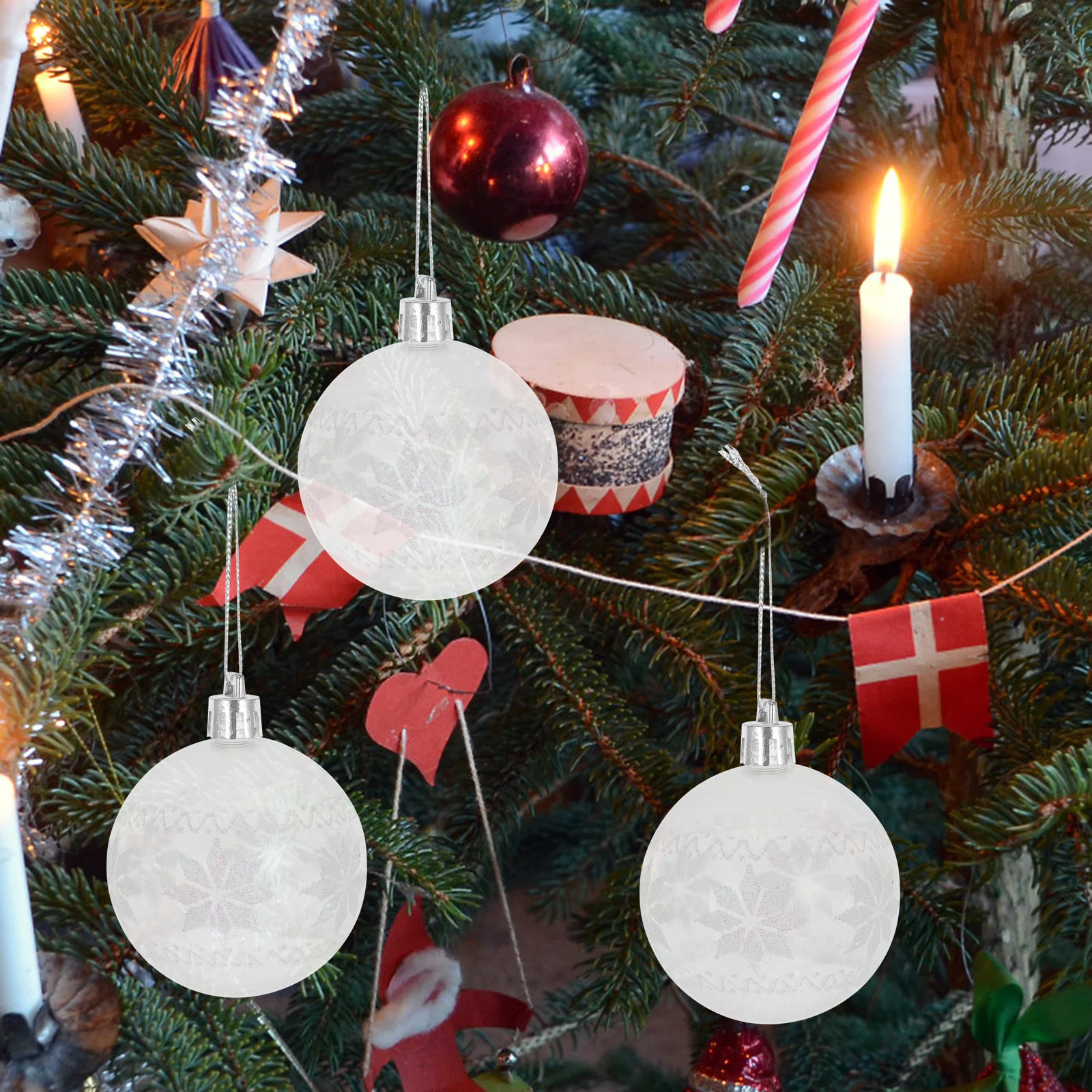 

6Pcs Christmas Ball Pendants Lightweight Hanging Ornaments Bright Colorful Decoration for Holiday Tree