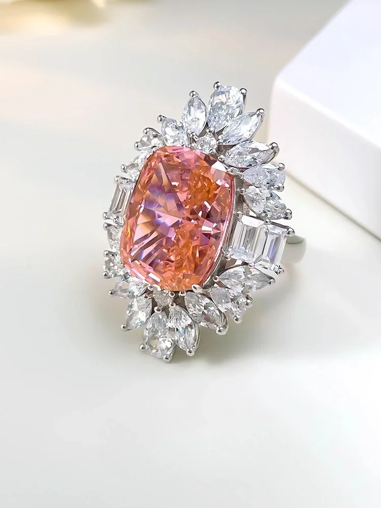 

Новое модное роскошное кольцо из чистого серебра S925 с инкрустацией высокоуглеродистыми бриллиантами, высококачественные и универсальные ювелирные изделия