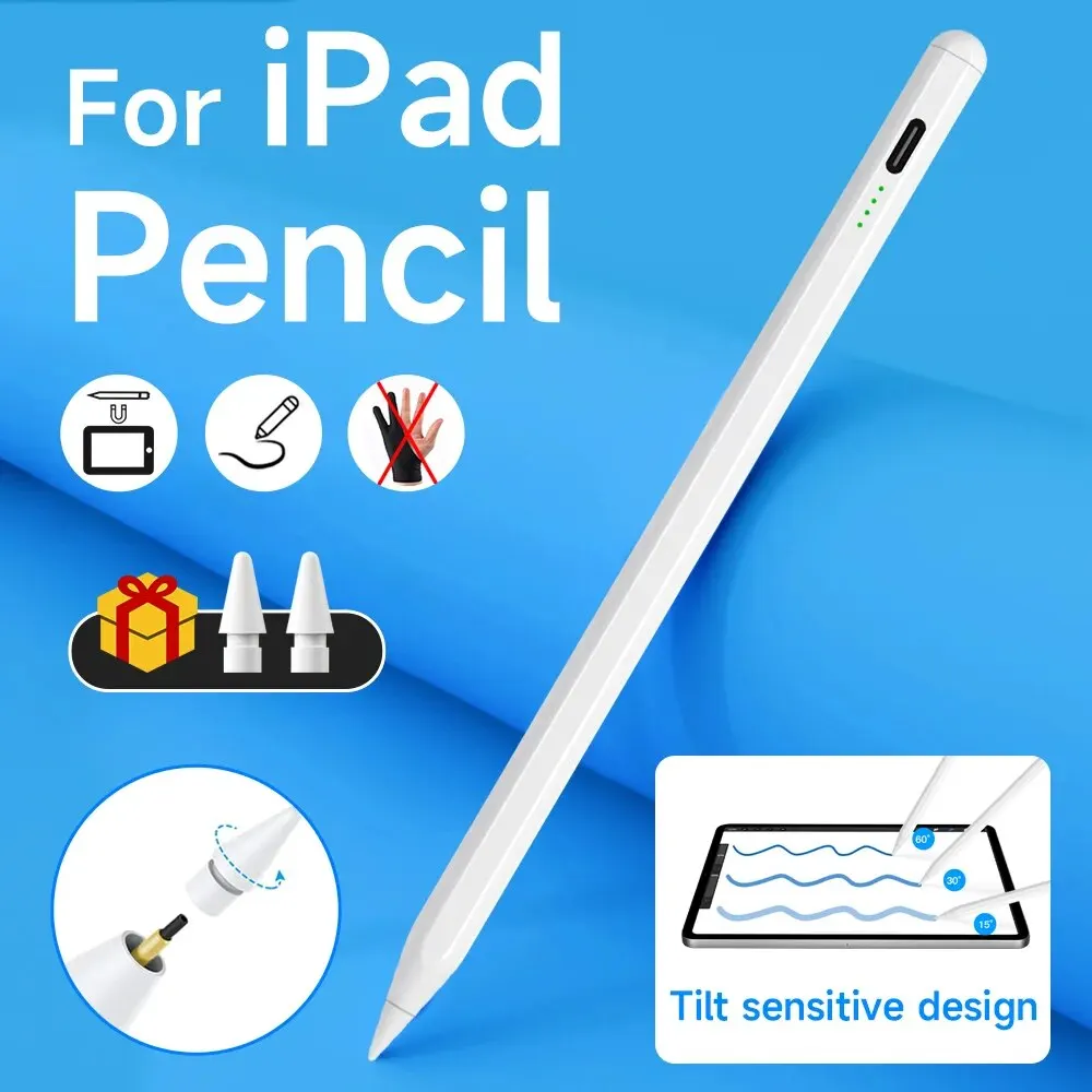 For iPad Pencil With Palm Rejection And Tilt Induction For Apple Pencil 12.9 11 Stylus Pen 1st 2nd Pro 6 Air 5 Ipad Accessories