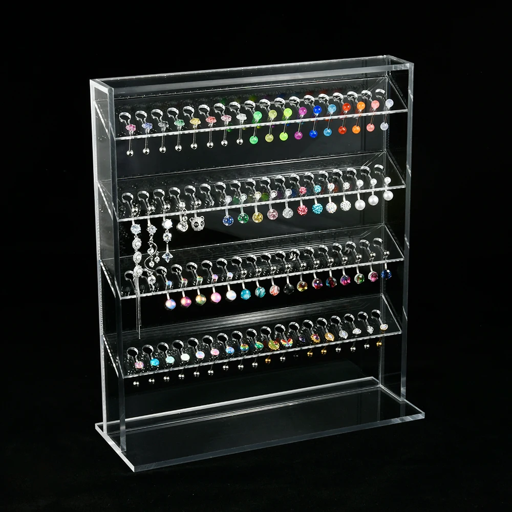 1PC 72 Holes 4 Layers Acrylic Belly Button Ring Display Stand Tongue Studs Transparent Holder Piercing Jewelry Display Stand