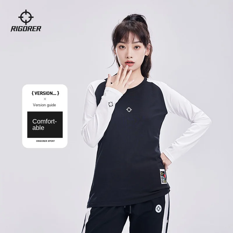 

RIGORER 2024 New Women Round Neck Long Sleeve T-shirt Spring Basketball Training Sports Running Breathable Color Sweatshirt