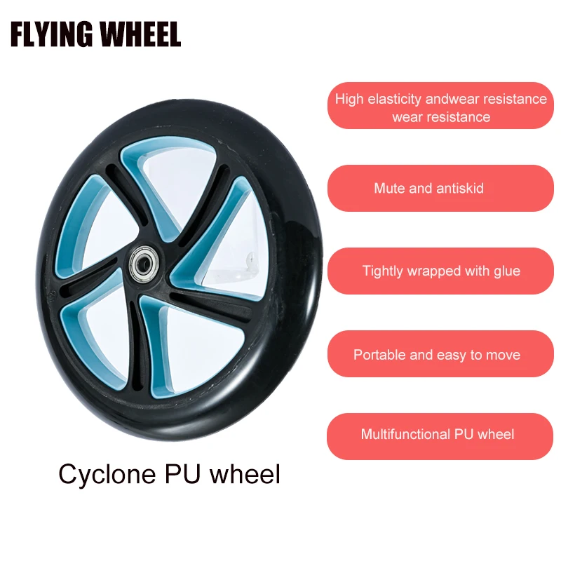 Rodillo de PU para patinete en línea, accesorio silencioso de 125mm, 175mm, 180mm y 200mm, adecuado para silla de ruedas y adultos