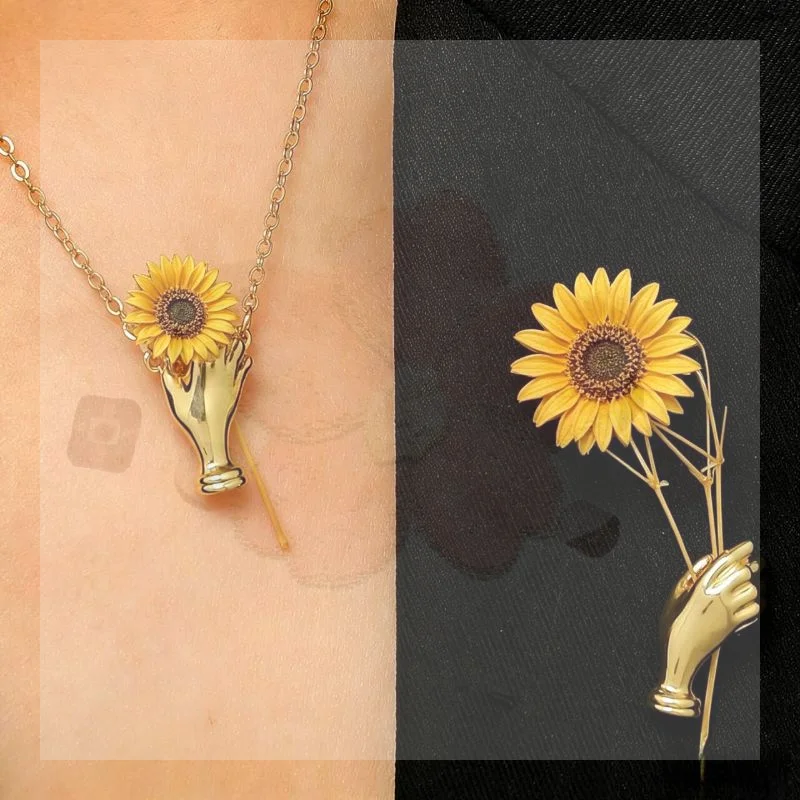 Fashion Alloy Hand-Held Flower Necklace Brooch Versatile Suit Pin Accessories