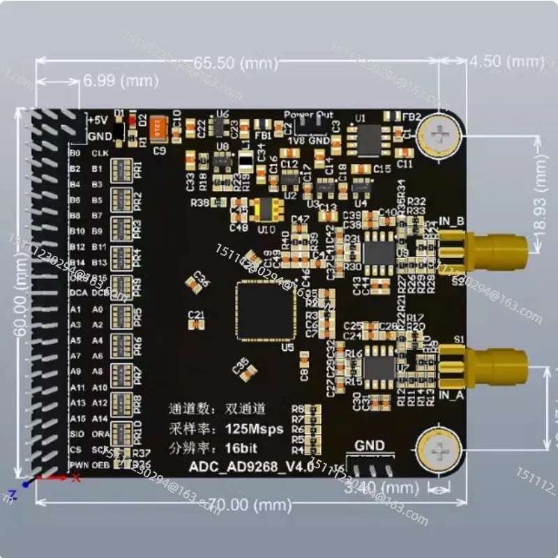 

Модуль AD9268, высокоскоростной АЦП, частота дискретизации 125 м, 16-битный аналого-цифровой преобразователь, макетная плата