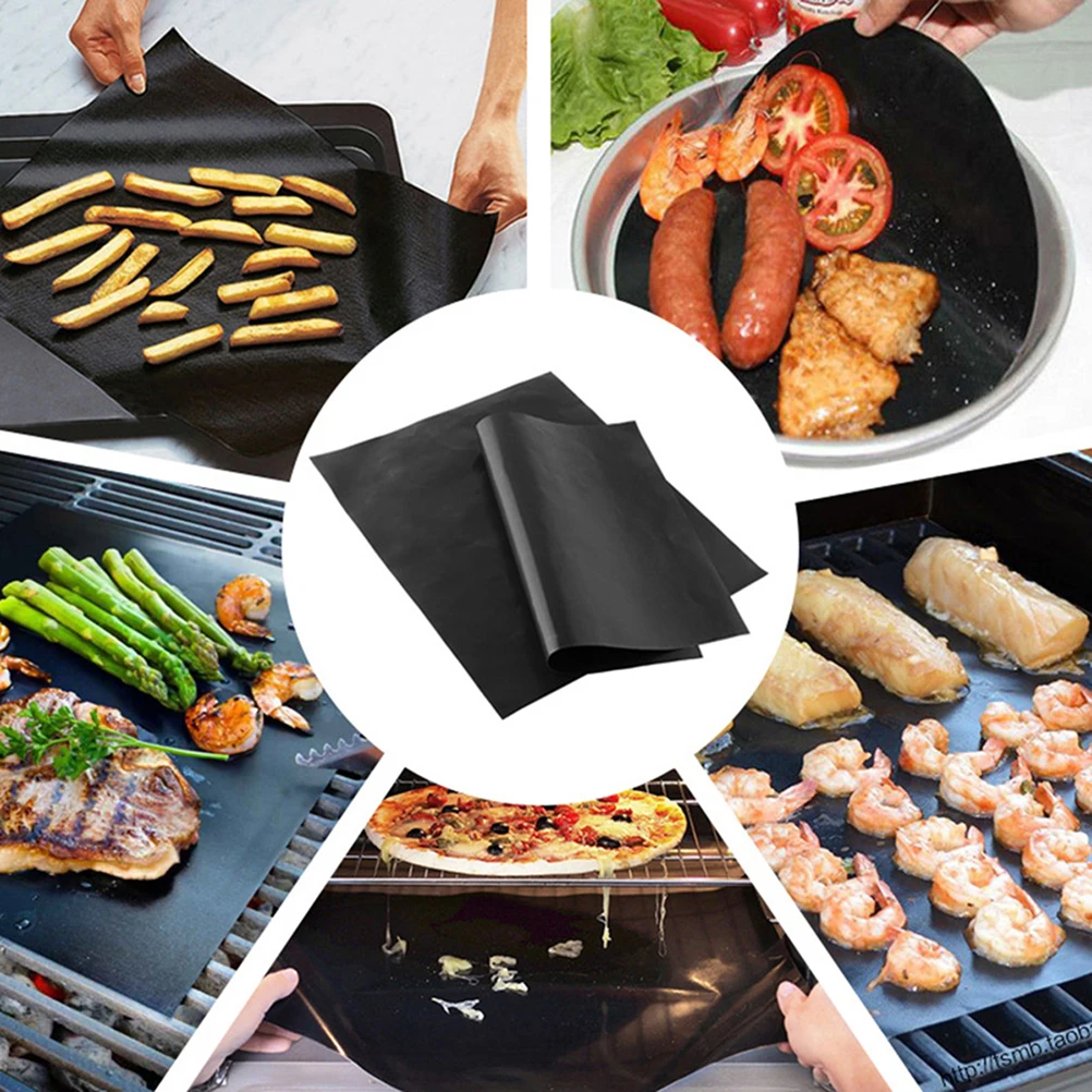 

3pcs Heat Resistant Mat Non Stick Reusable Glass Fiber Baking Pad Oven Liner for Vegetables Fish Kebabs Grilling Tool