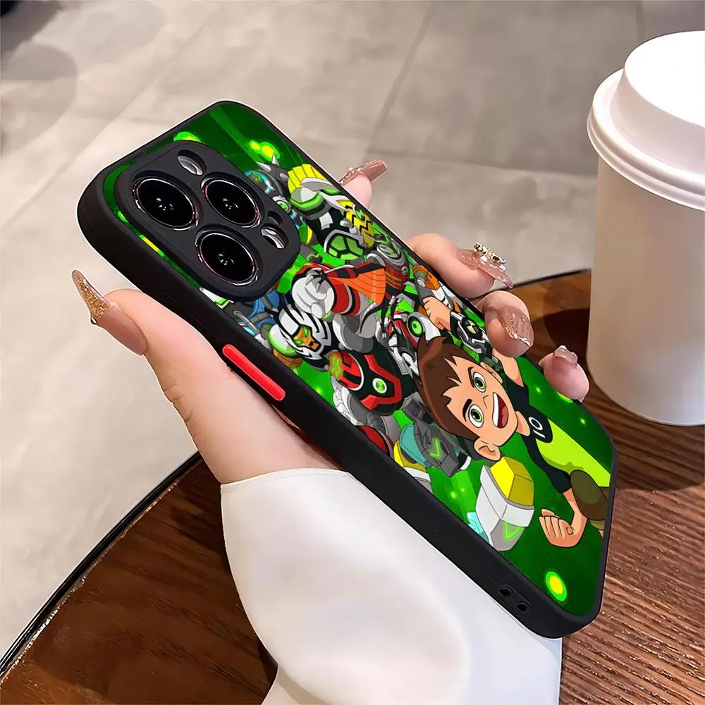 B-Ben Cartoon 10 Phone Case Black for iPhone 13ProMax 16 15 12 11 14 Pro Max Mini Plus Max X XR Matte Cover